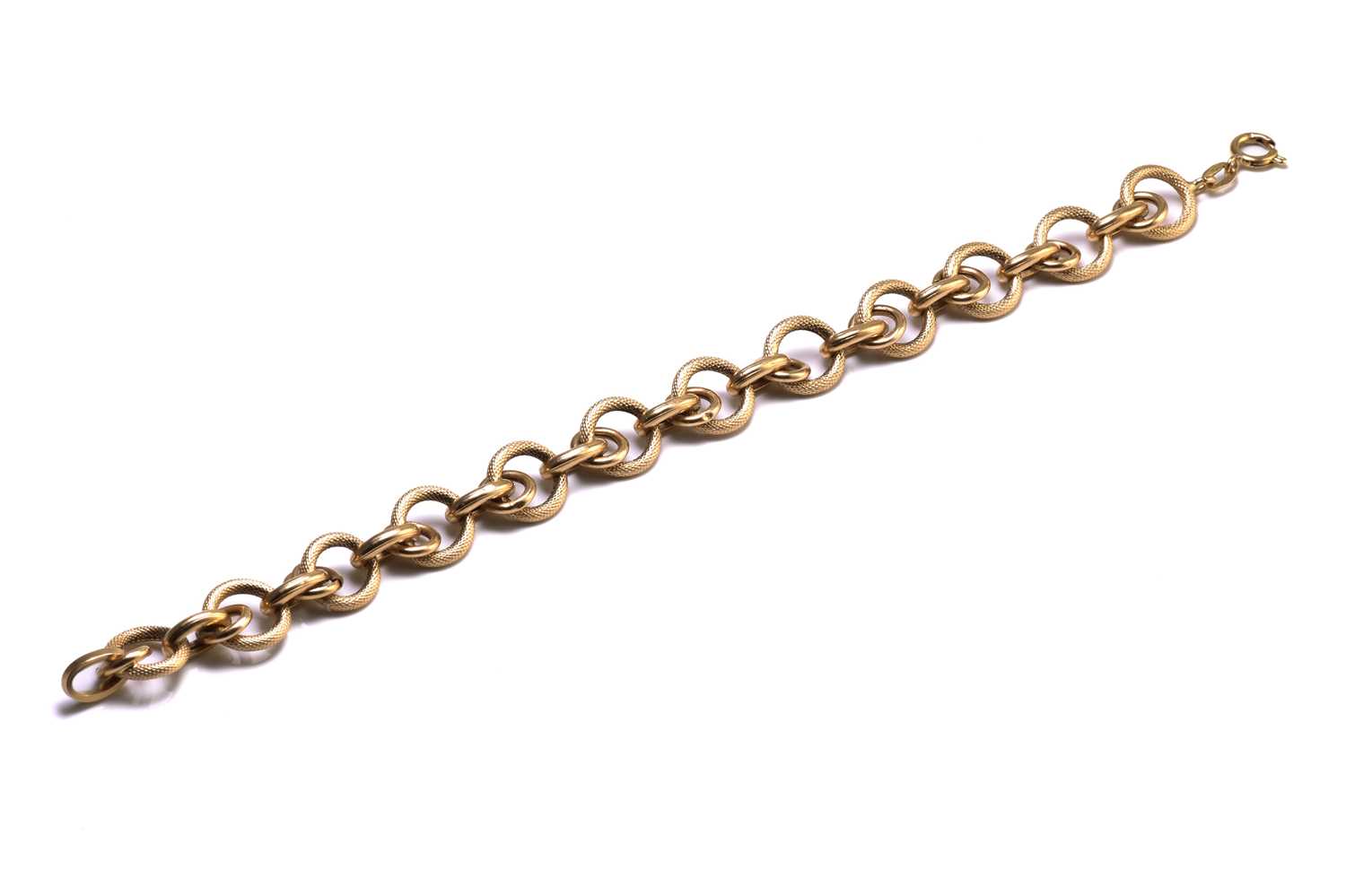 Lot 161 - A fancy link bracelet in yellow precious metal,...