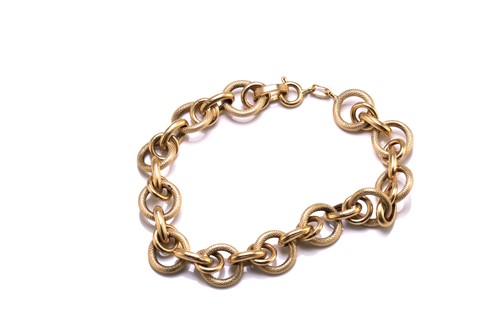 Lot 161 - A fancy link bracelet in yellow precious metal,...