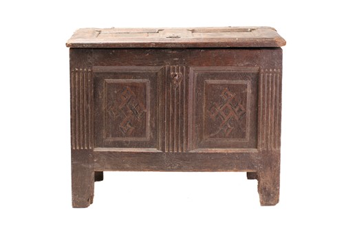 Lot 275 - A late 17th-century two-panel oak coffer with...