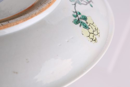 Lot 211 - A Chinese famille vert dished plated, painted...