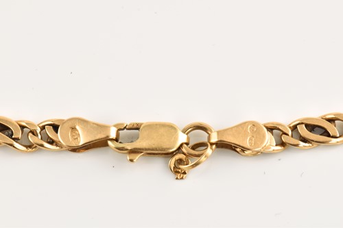 Lot 138 - A fancy link chain in yellow precious metal,...