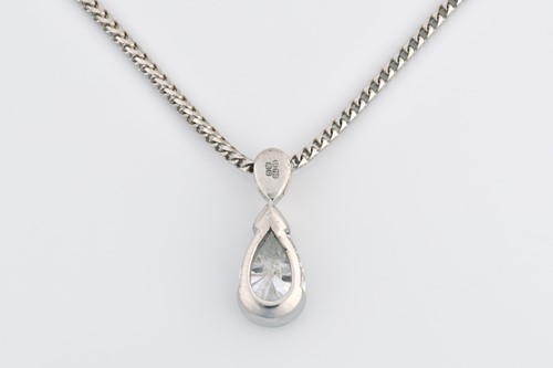 Lot 307 - A pear-shaped diamond pendant on chain, to...
