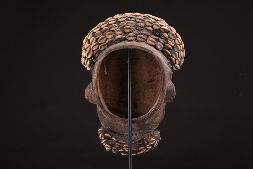 Lot 172 - A Bamileke Kam mask, Cameroon, with a knotted...