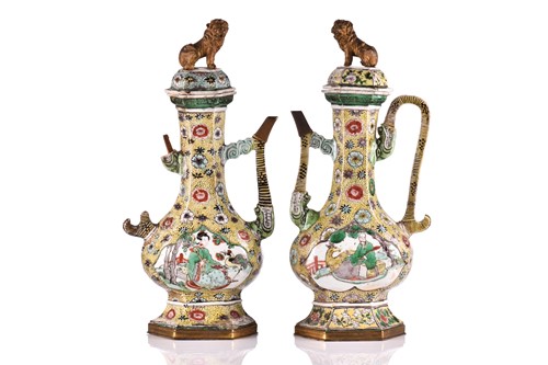 Lot 163 - A near pair of Chinese Famille Verte wine...