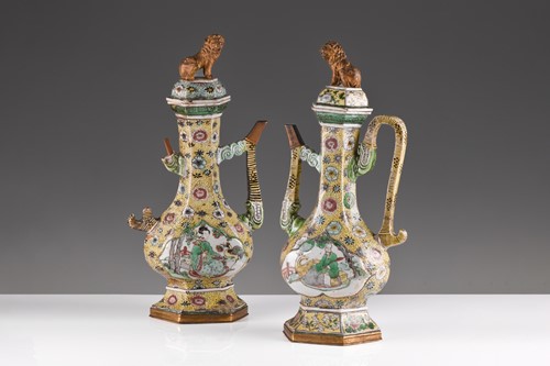 Lot 163 - A near pair of Chinese Famille Verte wine...