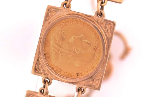 Lot 284 - A half sovereign bracelet, containing six 22ct...
