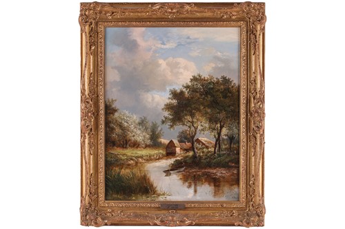 Lot 99 - Joseph Thors (1835-1920) Dutch, a river...