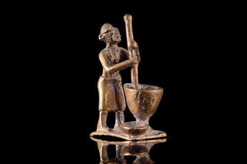Lot 243 - A standing brass male figure, Cameroon,...