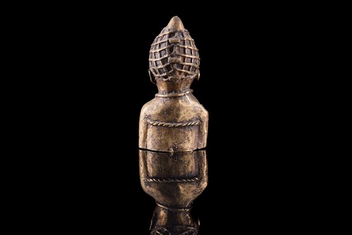 Lot 243 - A standing brass male figure, Cameroon,...