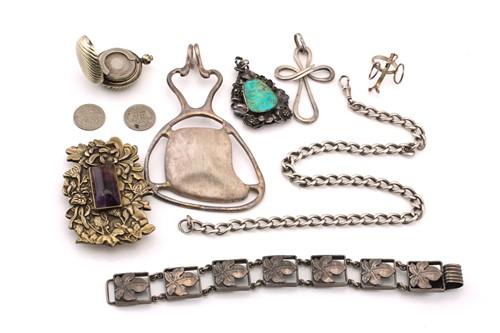 Lot 7 - A mixed lot with an amethyst set buckle and...