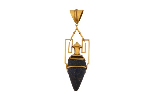 Lot 176 - An Etruscan style amphora pendant with lapis...