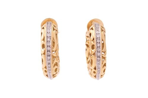 Lot 249 - A pair of hoop earrings set with diamonds,...