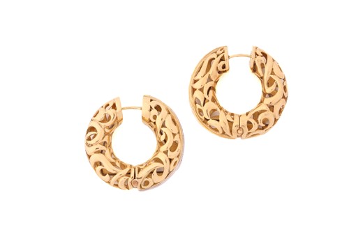 Lot 249 - A pair of hoop earrings set with diamonds,...