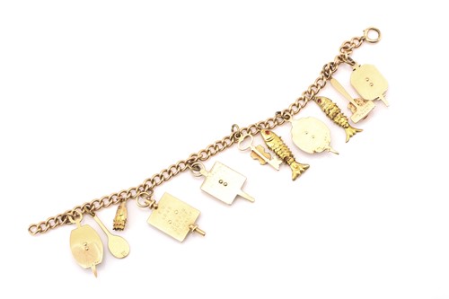 Lot 28 - A gold-filled bracelet with assorted college...