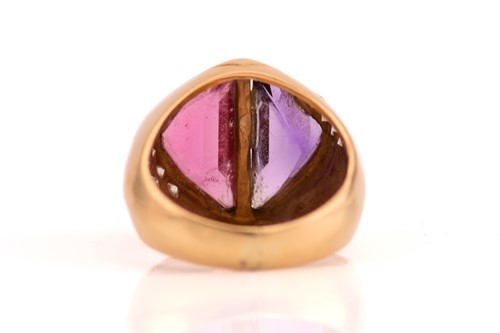 Lot 245 - A two-tone dress ring with amethyst and...