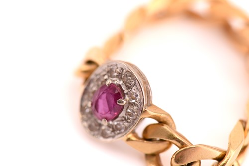 Lot 115 - A soft chain ring with ruby and diamonds, ring...