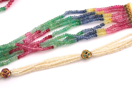 Lot 286 - A pearl sautoir, a multi-strand bead necklace...