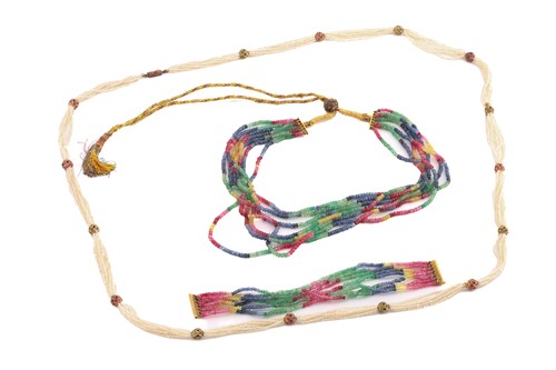 Lot 286 - A pearl sautoir, a multi-strand bead necklace...