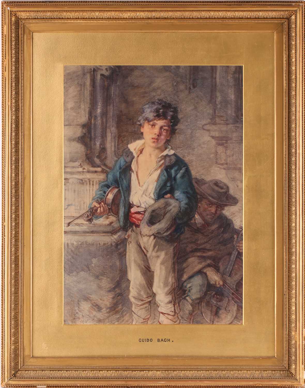 Lot 84 - Guido Bach (1828-1905), 'The Young Violinist',...
