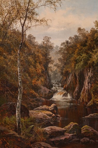 Lot 39 - Charles Wilde (1856-1905), a waterfall through...