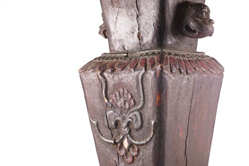 Lot 61 - A 19th century Chinese carved wood...