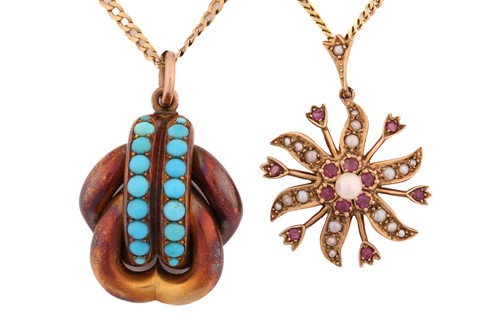 Lot Two gem-set pendants on chain; to include a...