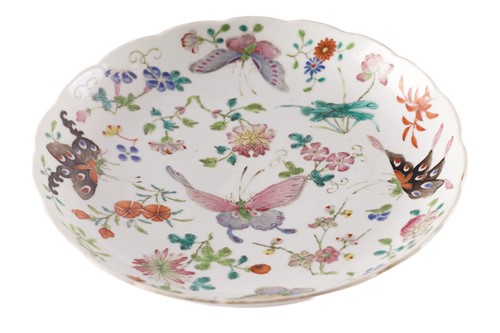 Lot 184 - A Chinese famille rose butterfly plate, late...
