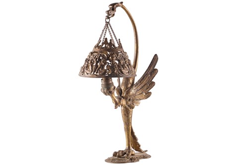 Lot 282 - An unusual cast branch table light, French,...