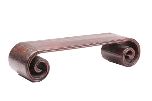 Lot 169 - A Chinese red elm and native walnut scroll end...