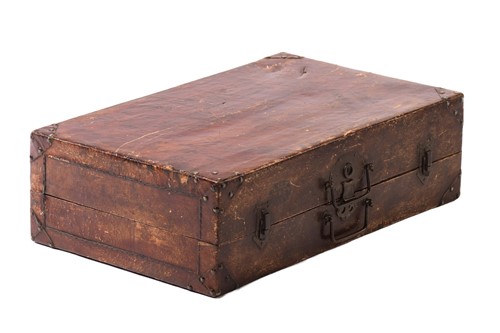 Lot 318 - A Chinese elm wood rectangular travel box,...