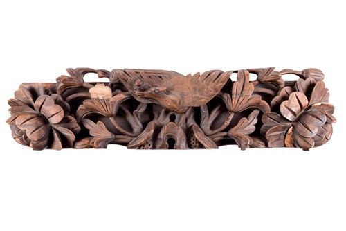 Lot 161 - A Chinese heavily carved walnut architectural...