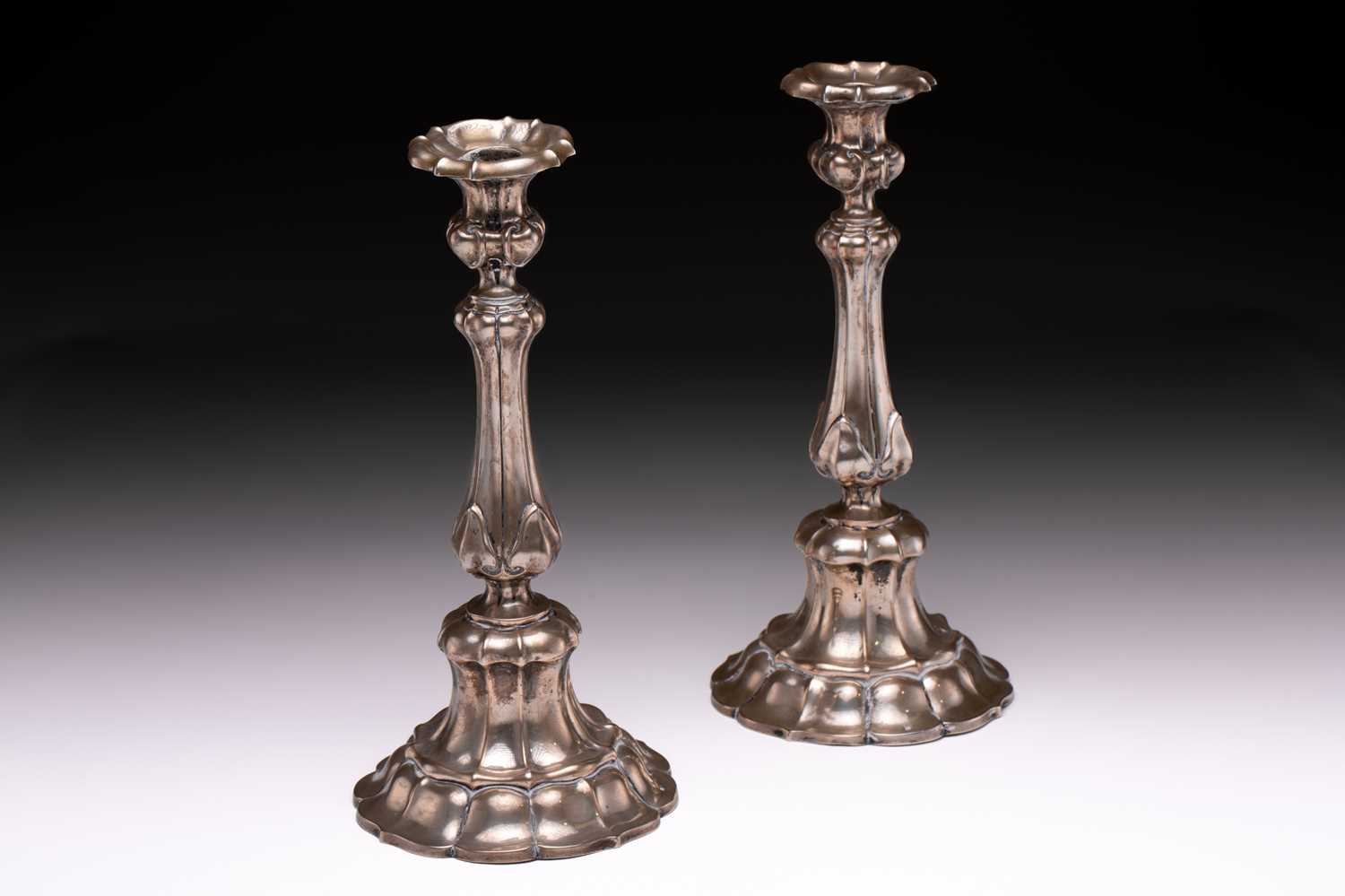 Lot 432 - A large pair of German silver Shabbat...