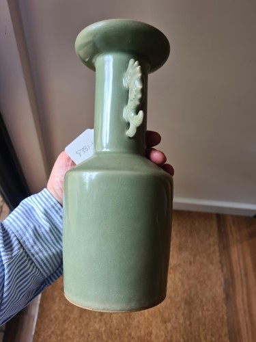 Lot 81 - A Chinese longquan celadon vase of mallet form,...