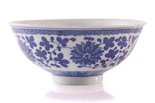 Lot 144 - A Chinese blue and white bowl, decorated with...