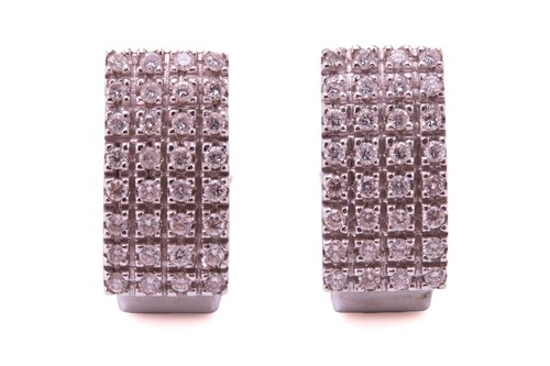 Lot A pair of diamond-set earrings, each consists...