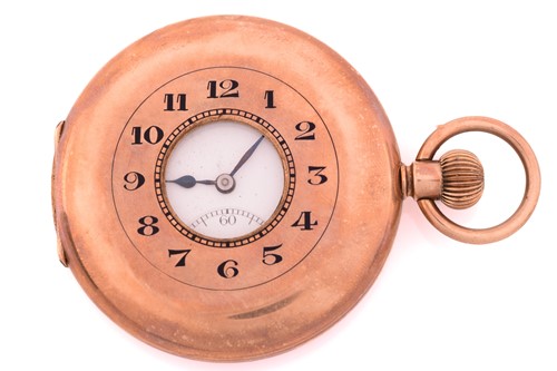 Lot 316 - A 9ct gold half hunter pocket watch, with a...