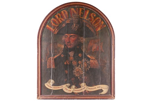 Lot 177 - A folk art 'Lord Nelson' arched topped inn...