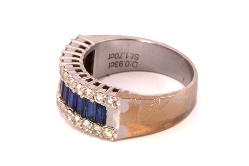 Lot 61 - A three-row sapphire and diamond dress ring,...
