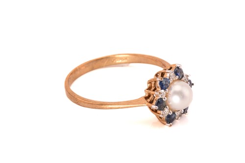 Lot 37 - A 9ct gold multi-gem cluster ring and a...