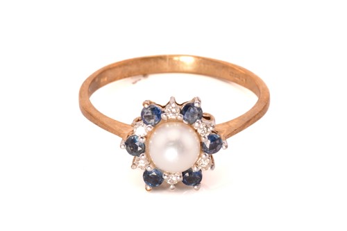 Lot 37 - A 9ct gold multi-gem cluster ring and a...