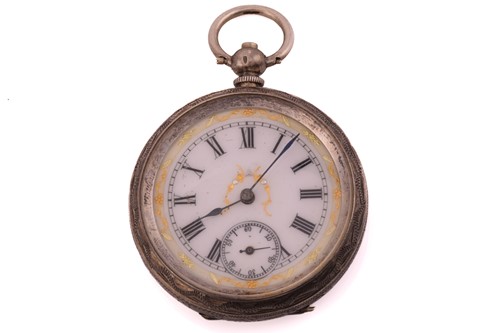 Lot 323 - A Cartier lighter and four pocket watches,...