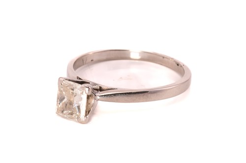 Lot 174 - A platinum diamond solitaire ring, featuring a...