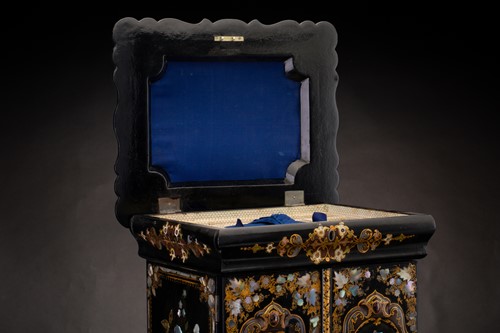 Lot 179 - A Victorian papier mache table writing cabinet,...