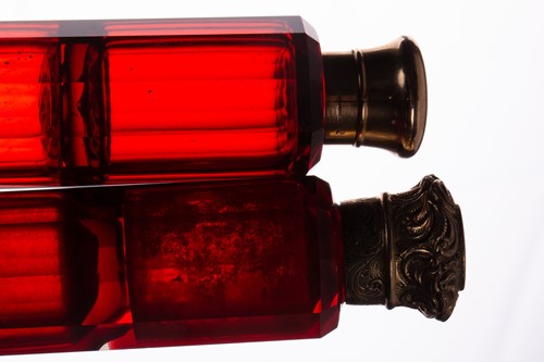 Lot 288 - Two Victorian ruby glass double-ended scent...