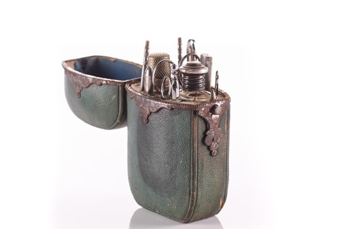Lot 202 - A green morocco leather and polished steel...