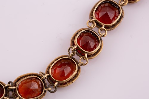Lot 193 - A Victorian hessonite garnet bracelet,...