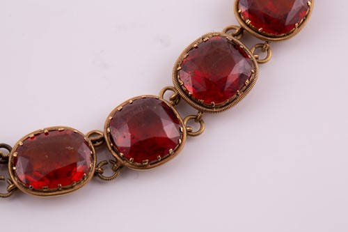 Lot 193 - A Victorian hessonite garnet bracelet,...