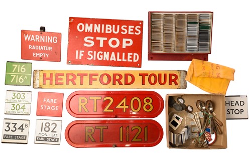 Lot 190 - A good collection of enamel bus signs,...