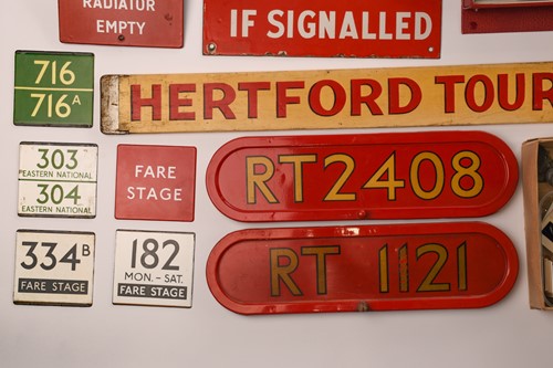 Lot 190 - A good collection of enamel bus signs,...