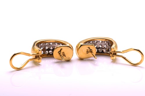 Lot 204 - A pair of diamond-set earrings, each consists...